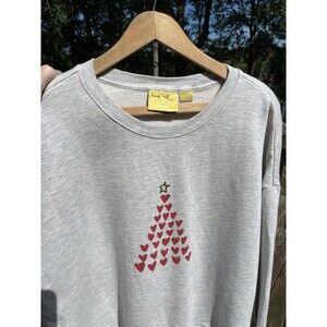 KERA TILL MAEVE By Anthropologie Heart Christmas Tree Sweatshirt Ladies Large